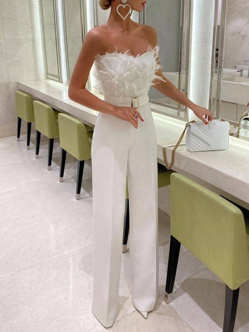 Feather Tube Top Sexy Fashion Jumpsuit_voghion.com
