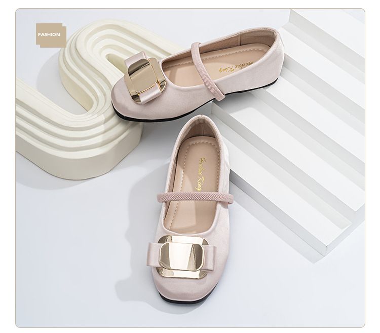 Kinderschuhe, flache Sohle, rosa Ballettschuhe, Satin, Retro-Performance, Mary Jane, quadratische Zehenpartie, weiche Sohle, ein Riemen, Mädchenschuhe_voghion.com