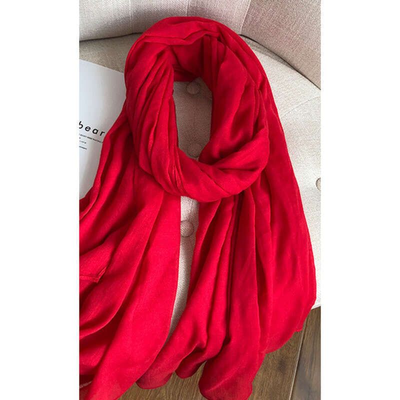 2025 New Summer Pure Color Tibetan Travel Photography Red Shawl Desert Scarf Ladies Shawl_voghion.com