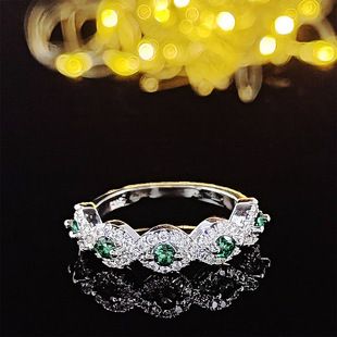 Anello semplice con diamante pieno di zirconi di lusso Senso di design avanzato di minoranza femminile r4577_voghion.com