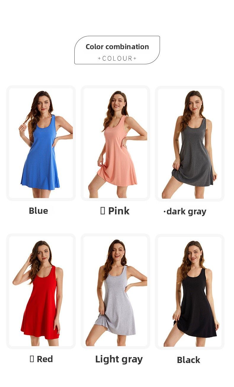 Chic And Comfortable: New Pull Frame Elastic Large Size Women’s Pure Cotton Nightgown - Vest Skirt Style, Versatile Home & Outdoor Wear_voghion.com