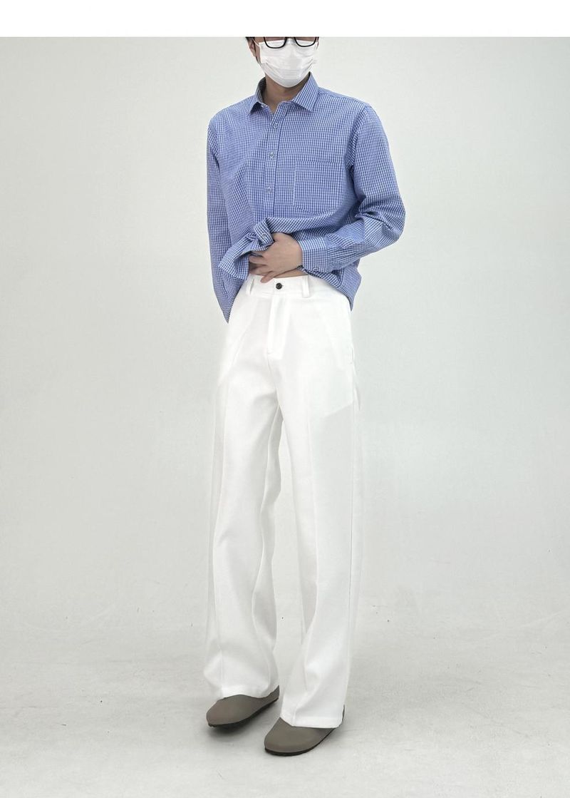 Bequeme TR Blend A-Linien-Hose für Herren mit geradem, lockerem Schnitt, lässige Bürohose – hohe Taille, knitterfrei, Stretch-Stoff (Schwarz, Grau, Weiß)_voghion.com