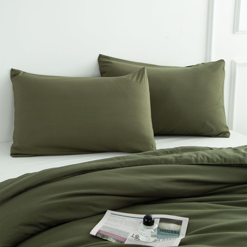 Militair Groen Beddengoedset - Zachte Polyester Gewatteerde Dekbedovertrek met Dekbedovertrek en Kussenslopen - Zachte & Gezellige Huistextiel_voghion.com