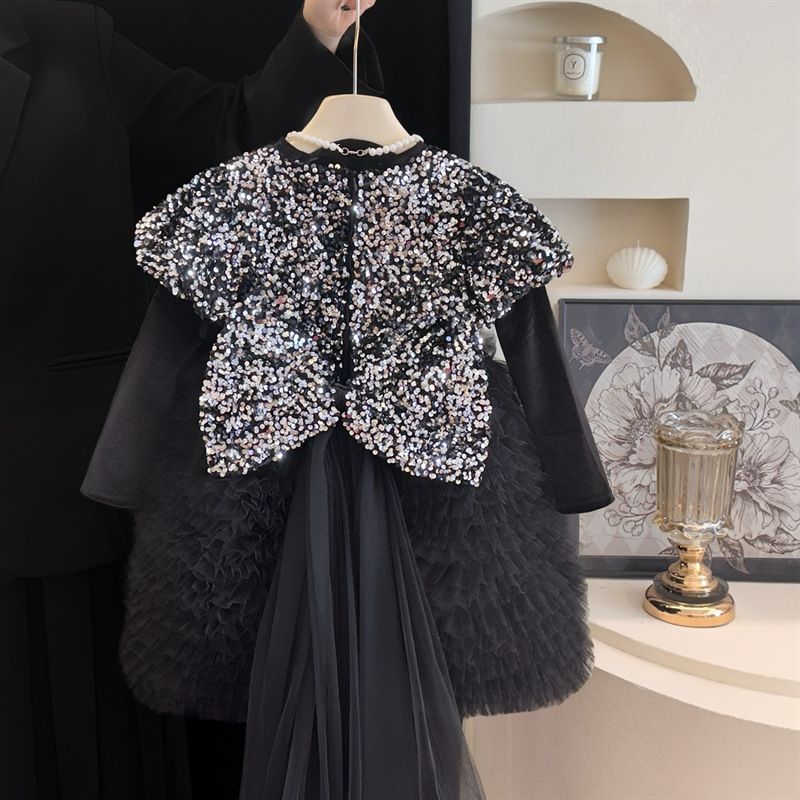 Abbigliamento per bambini Capodanno Natale Autunno e inverno Ragazze Gonna rossa con paillettes Abito di alta qualità Fiocco Fiore Ragazza Temperamento Tutu Gonna a ruota_voghion.com