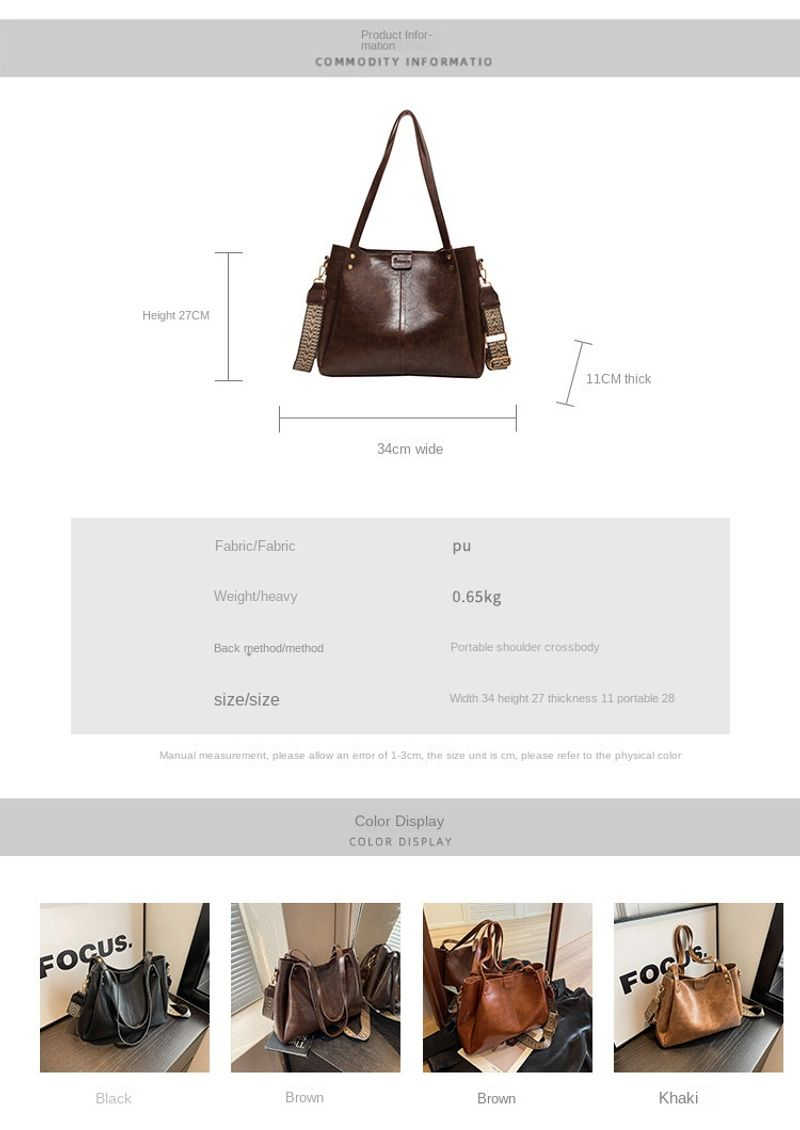 Tote per pendolari retrò di grande capacità in Europa e negli Stati Uniti 2023 nuova tracolla a tracolla con tracolla larga con texture a mano_voghion.com