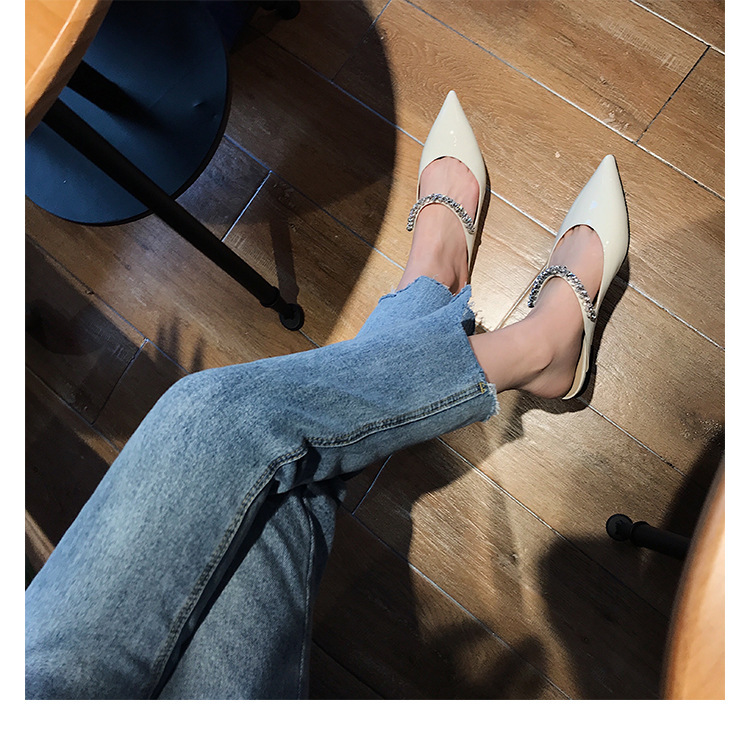 Scarpe da donna, scarpe singole Mary Jane da donna, piatte, estive, a punta, con strass sul retro, pantofole Air Cool_voghion.com