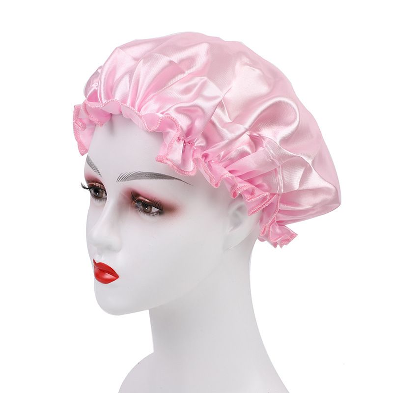 Foreign Trade Women's Satin Lace Sleep Cap Hair Care Solid Color Chemotherapy Home Hat Cross-Border Exclusive_voghion.com