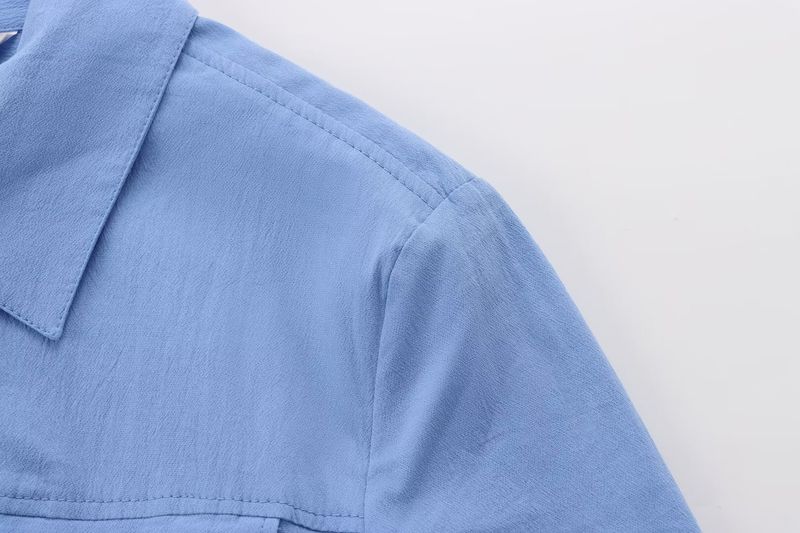 Ropa de mujer Primavera y verano Vestido camisero informal con cinturón para mujer_voghion.com