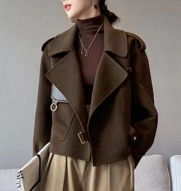 Ropa de mujer nueva moda otoño e invierno estilo coreano elegante delgado temperamento versátil abrigo de lana corto de moda_voghion.com