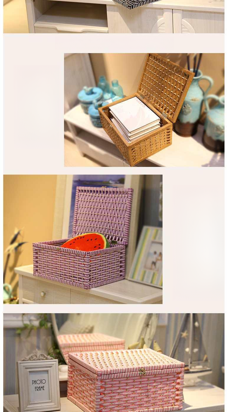 Japanese Style Desktop Woven Miscellaneous Items, Rattan Basket For Cosmetics, Toys, Books, Underwear Storage Box_voghion.com