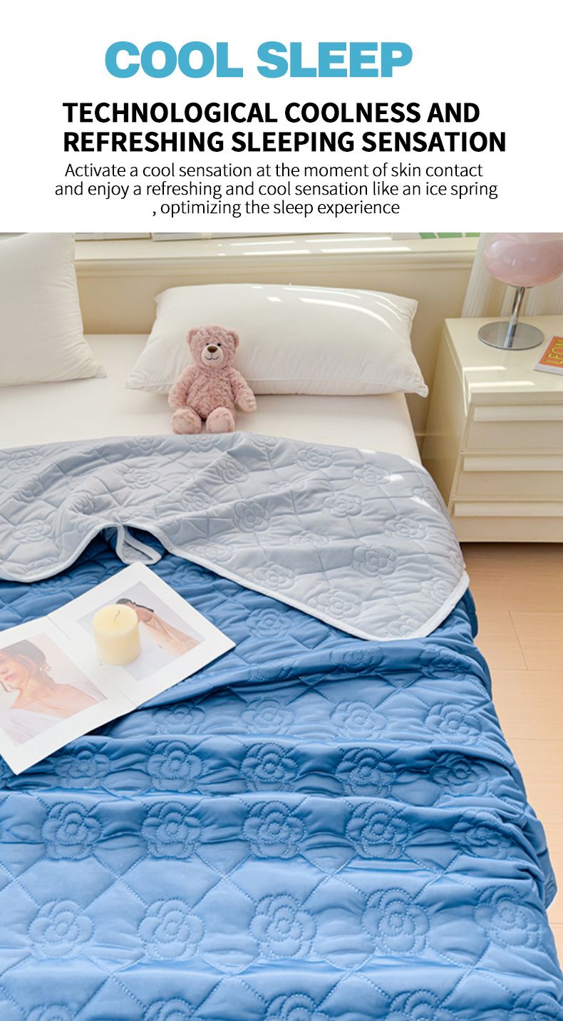 Ice Silk Summer Blanket - Cooling Lightweight Comforter For Air Conditioning, Breathable Pure Color Bedding Set, Queen/King Size_voghion.com
