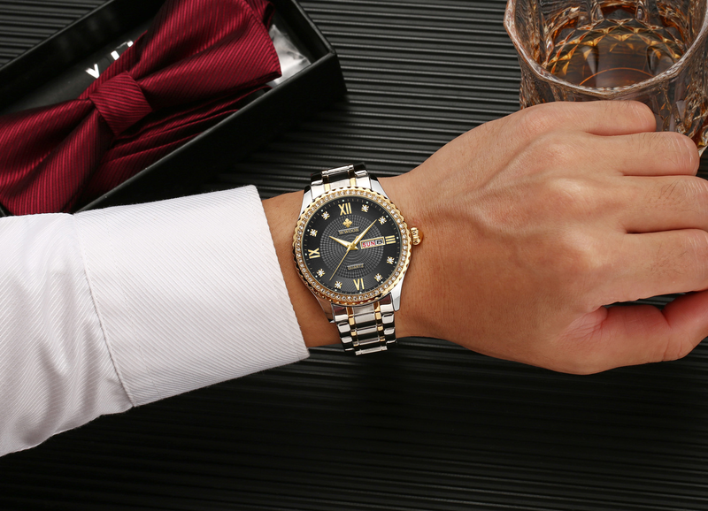 WWOOR8856 poros laikrodis, vandeniui atsparus kvarcinio plieno dirželis, moteriškas laikrodis, verslo kalendorius, vyriškas laikrodžio laikrodis_voghion.com