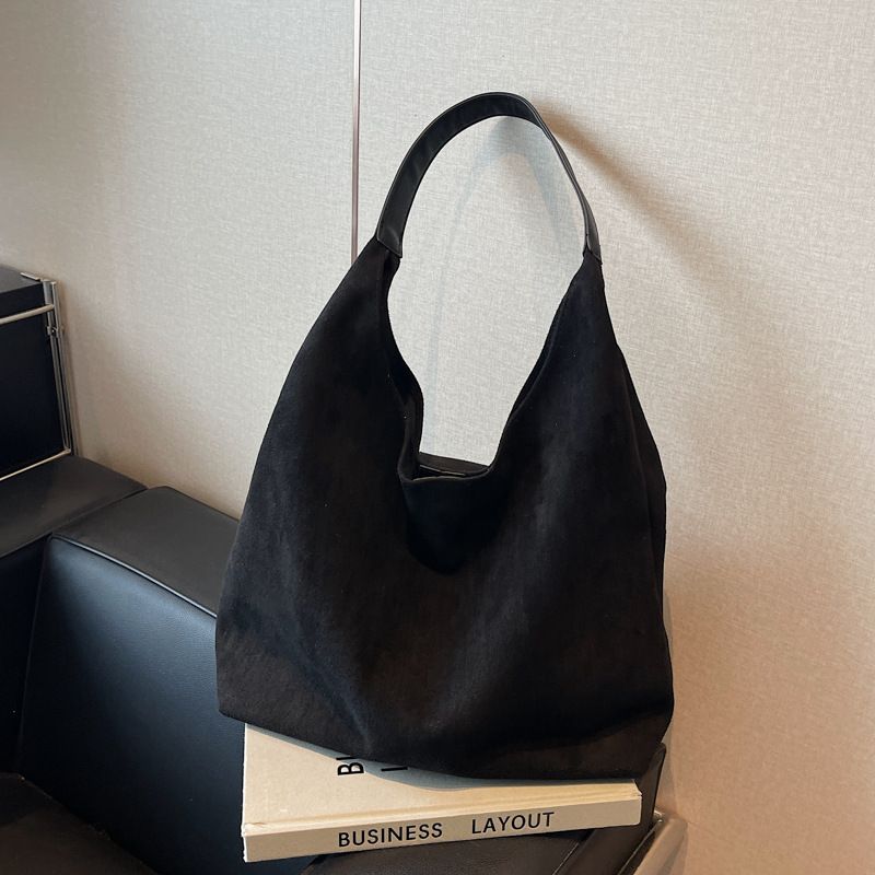 Loose Large Capacity For Women 2024 New Autumn Winter Commuter Shoulder Suede Tote Bucket Bag_voghion.com