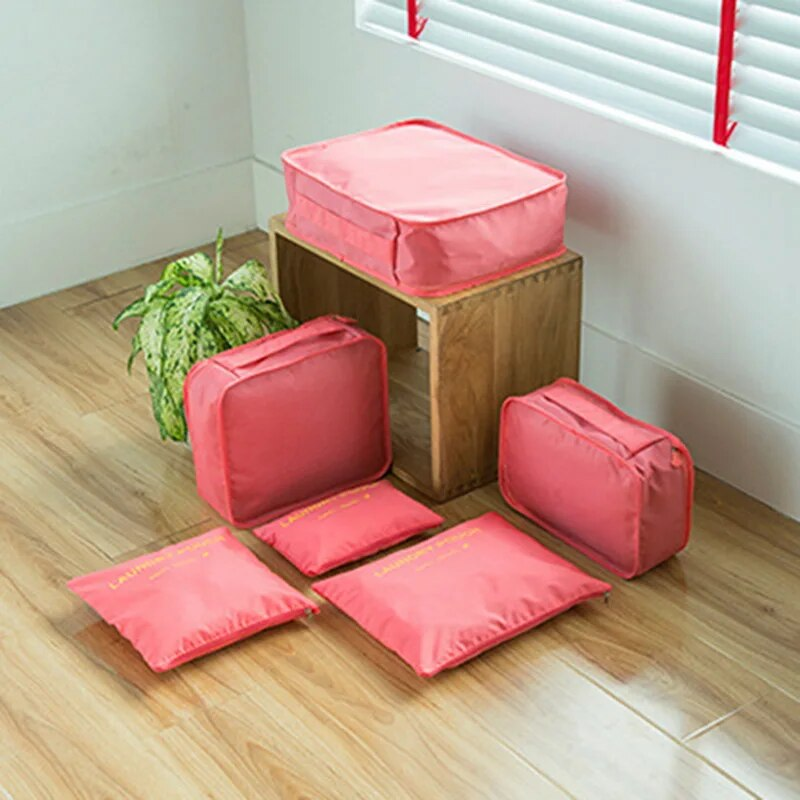 6pcs Travel Bags Suitcase Packing Set Storage Cases Portable Lage Clothes Shoe Foldable Organizer_voghion.com