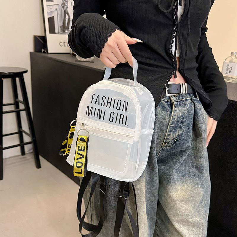 Zaino da donna in gelatina trasparente estivo, stile semplice e alla moda, versione coreana 2024_voghion.com