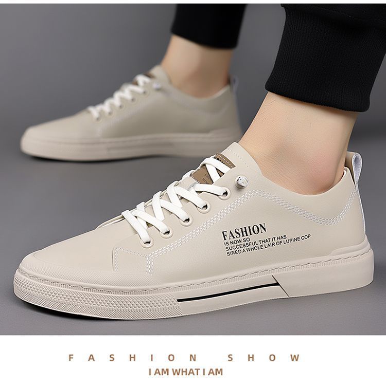 Nuove scarpe da uomo in vera pelle, scarpe casual, scarpe da skateboard basse bianche, comode e alla moda, sneaker slip-on_voghion.com