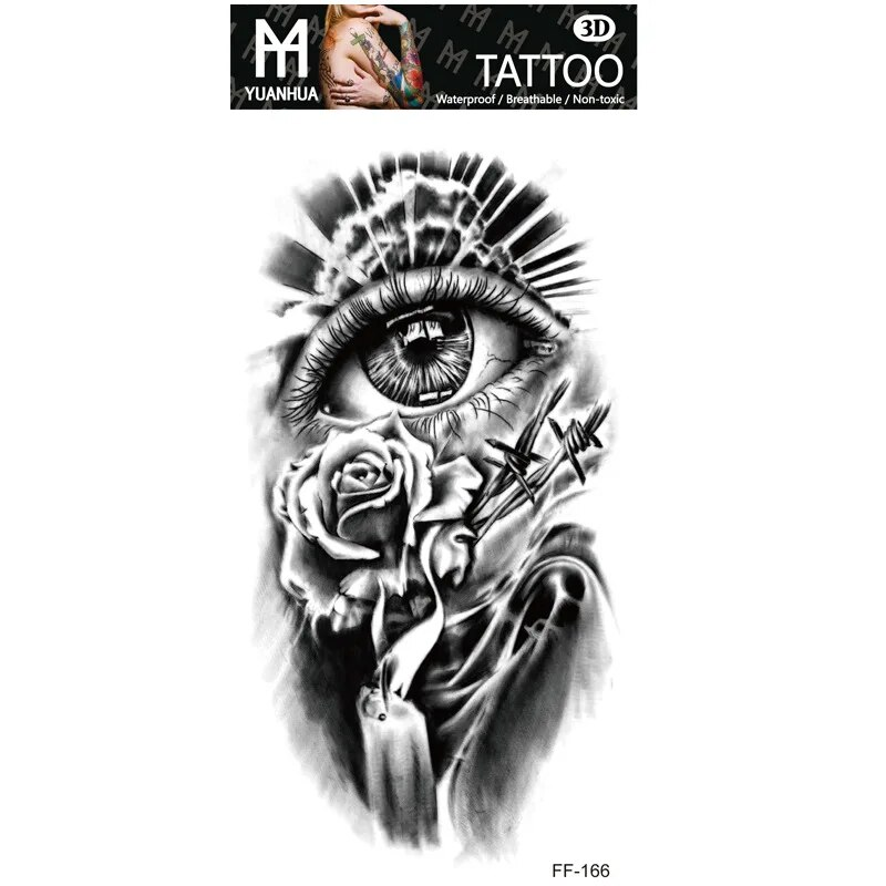 Impermeabile tatuaggio temporaneo finto braccio superiore testa di lupo umano totem testo arabo tatuaggio finto una tantum adesivi maschio femmina ragazzo ragazza_voghion.com