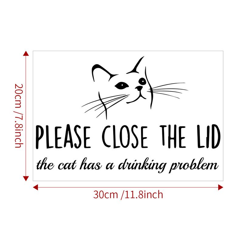 Por favor cierre la tapa CH81157 Adhesivo de pared para inodoro de gato_voghion.com