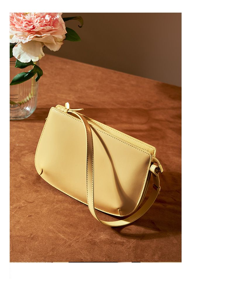 Elegante leren damestas onder de arm - Echte koeienhuid crossbody schoudertas met ritssluiting, stijlvol en veelzijdig voor dagelijks gebruik_voghion.com