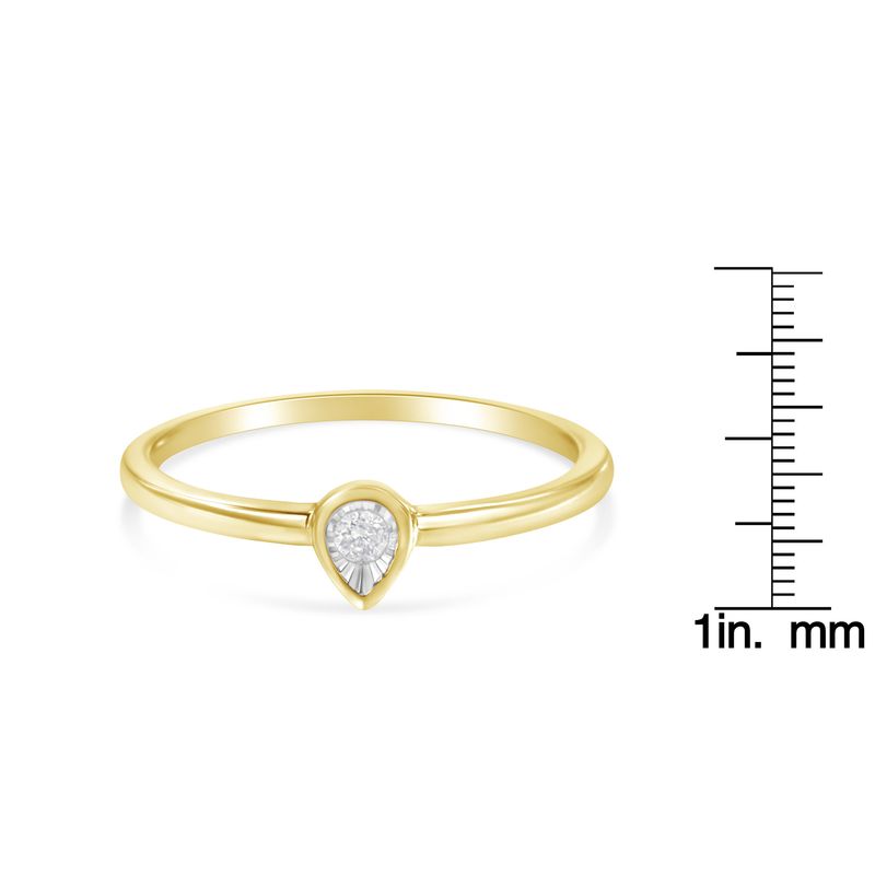 14K Yellow Gold Plated .925 Sterling Silver 1/20 Carat Diamond Teardrop Pear-Shaped Miracle Set Petite Fashion Ring (J-K Color, I1-I2 Clarity)_voghion.com