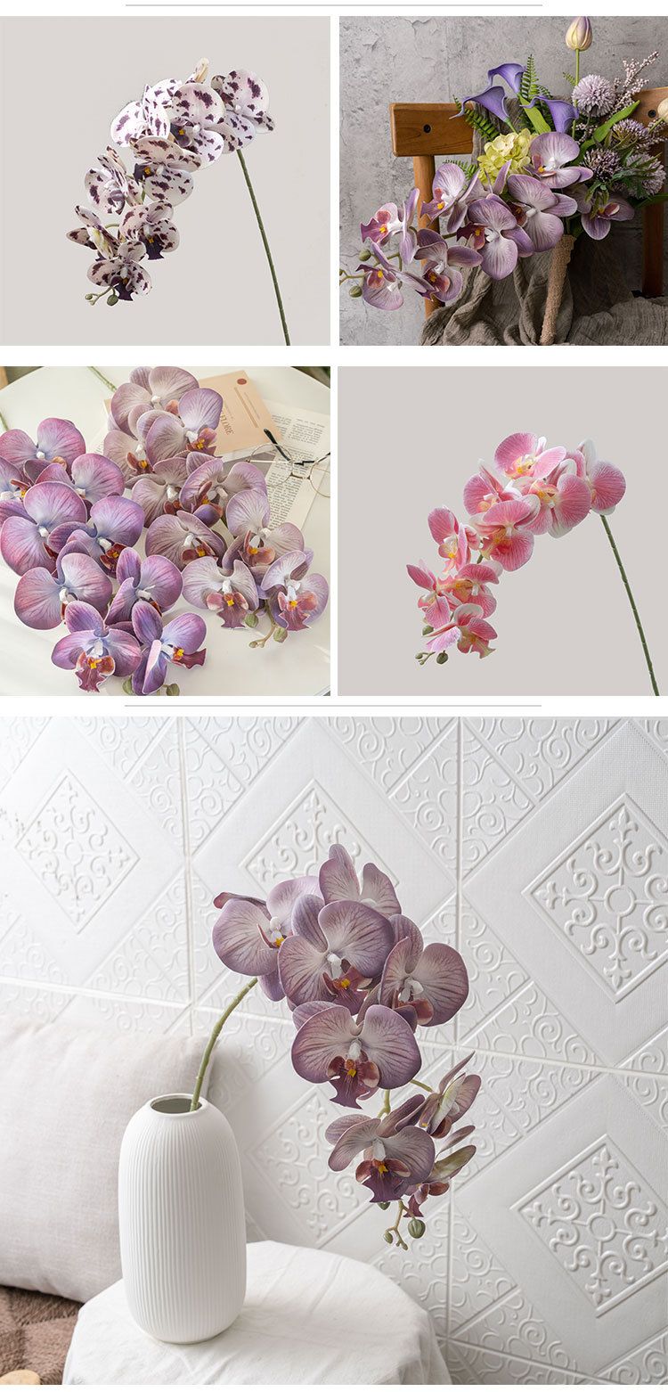 Artificial & Dried Flowers Green Plant Milk Candy Nine Head Hand Feel Moisturizing Phalaenopsis Artificial Flower Flower Wedding Decorations_voghion.com