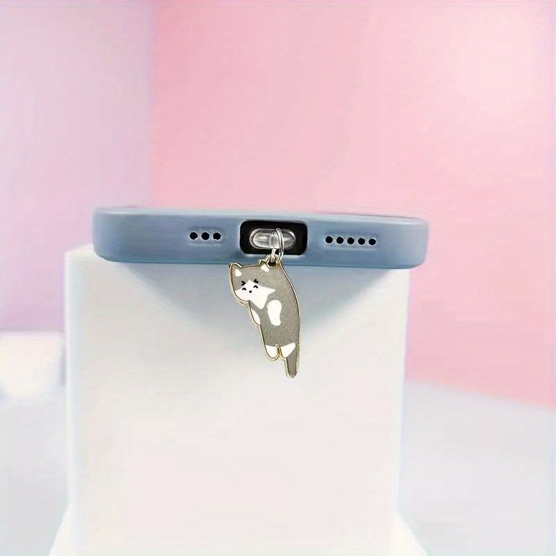 1 pz. Tappo antipolvere a forma di gatto carino per porte di ricarica per smartphone, compatibile con iPhone/Type-C per dispositivi Android_voghion.com