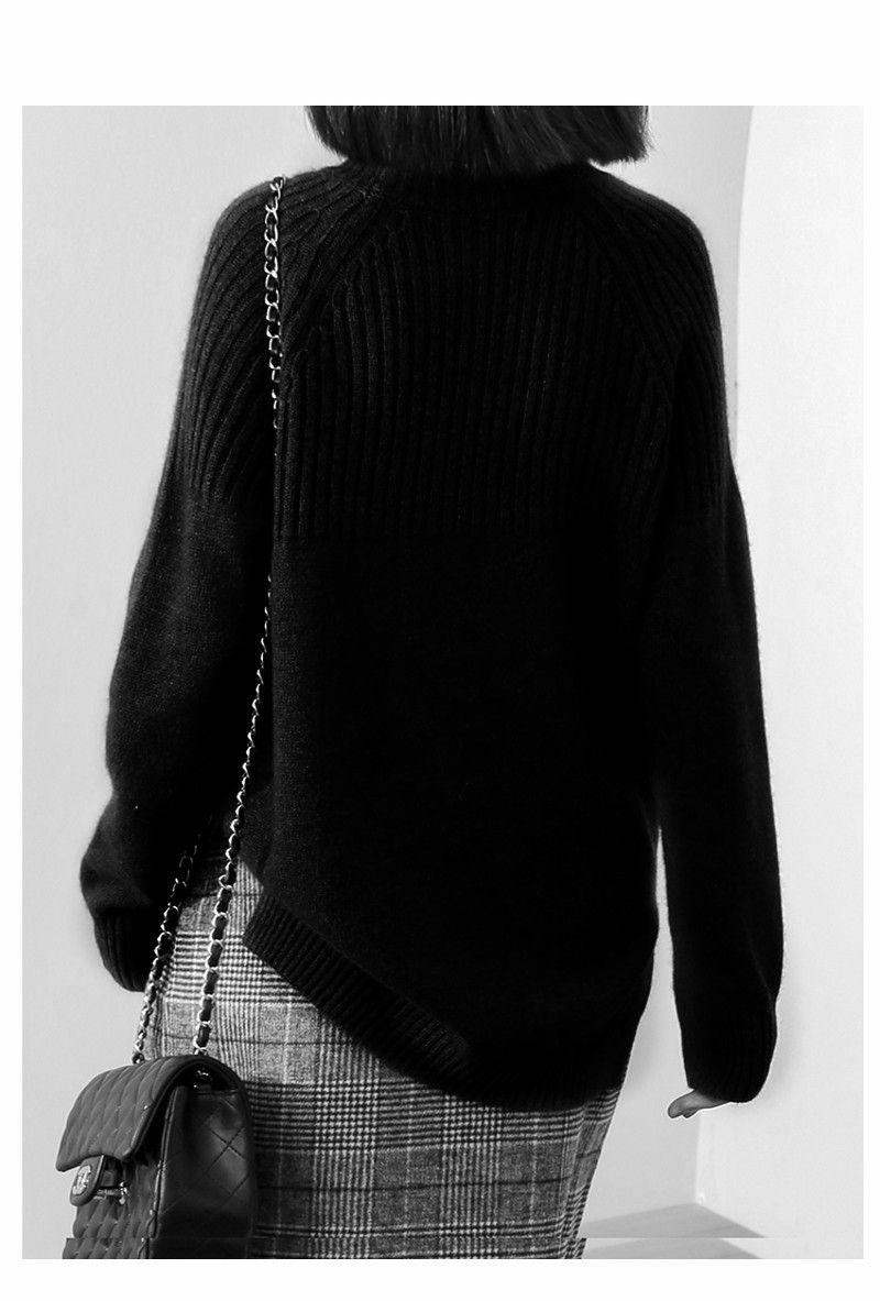 Oversize-Rollkragenpullover für Damen – Grobstrickpullover – Loungewear im koreanischen Stil (S-XL/Einheitsgröße)_voghion.com