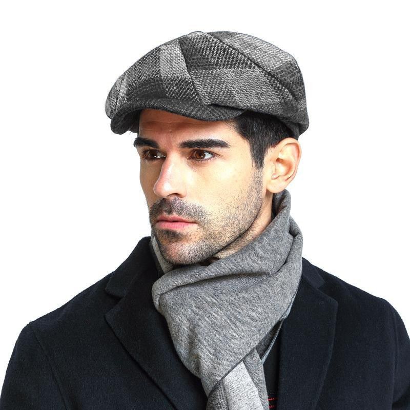 Offre spéciale 2024 printemps automne et hiver casquettes gavroche hommes femmes motif à carreaux béret en laine papa feutre lierre casquette homme grande taille octogonale_voghion.com