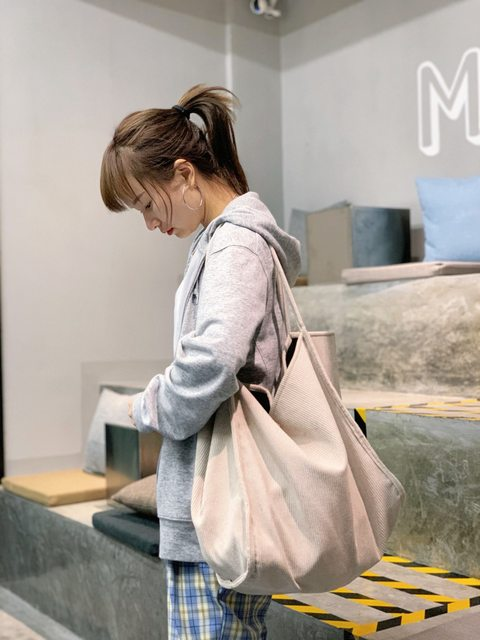 Kadınlar İçin Büyük Kadife Omuz Çantası 2023 Pamuklu Kumaş Moda Kanvas Tote Alışveriş Çantaları Kadın El Çantaları Seyahat Çantaları_voghion.com