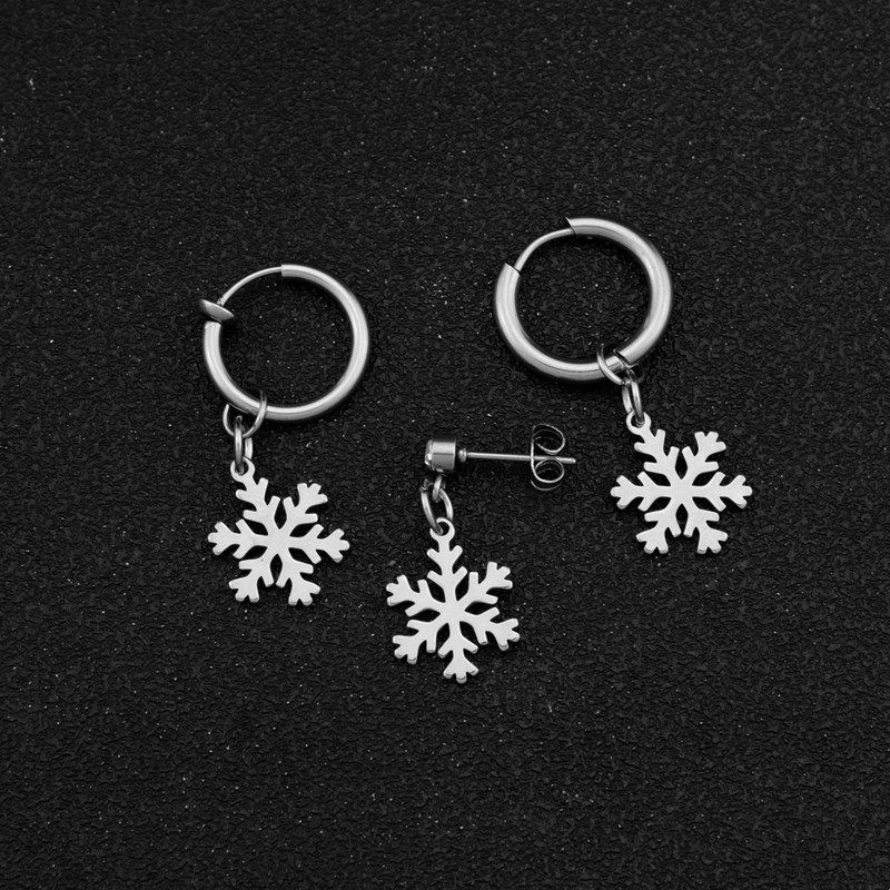 Orecchini in acciaio al titanio con fiocco di neve orecchini orecchini femminili temperamento tendenza semplice moda ins orecchini_voghion.com