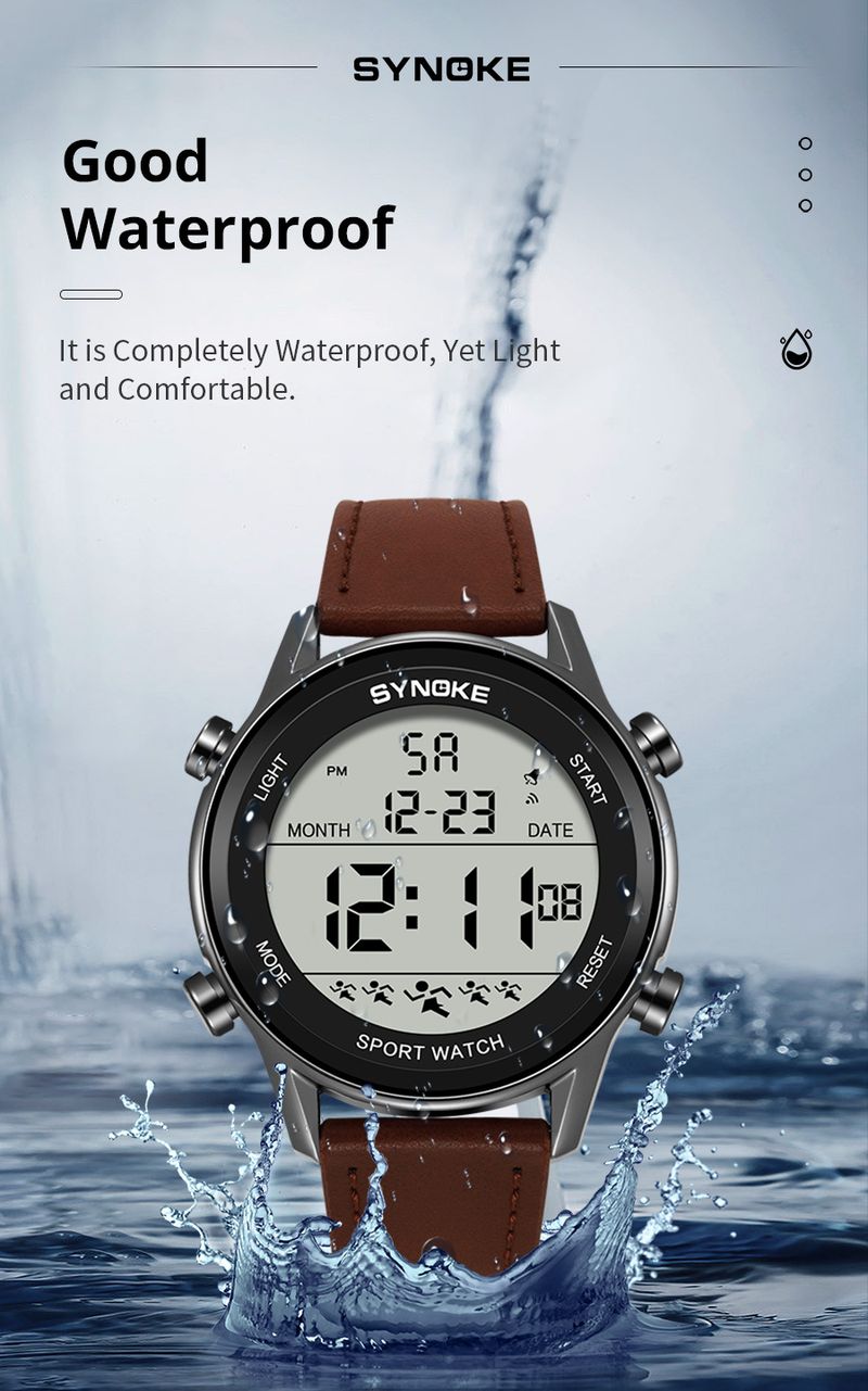 Men's Digital Sports Watch With 50m Waterproof, Night Light, 1-Inch Large Screen, Casual & Street Style Multifunctional Waterproof Fashion_voghion.com