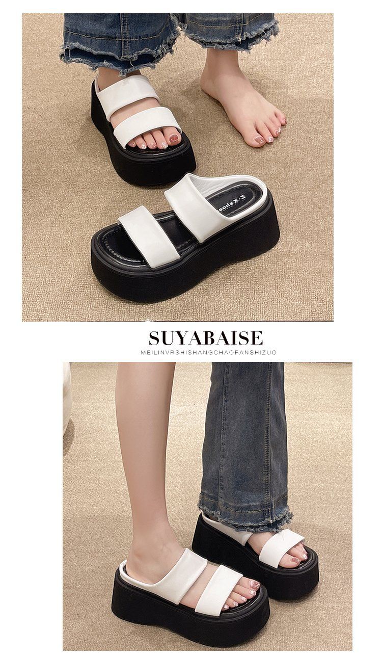 Women's Thick Platform High Heel Sandals - Summer Fashion Slip-On Beach Shoes For Petite_voghion.com