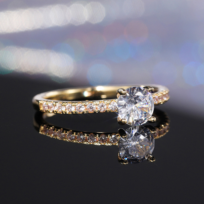 Cao Shi semplice zircone anello di fidanzamento matrimonio anello di platino placcato rame diamante_voghion.com