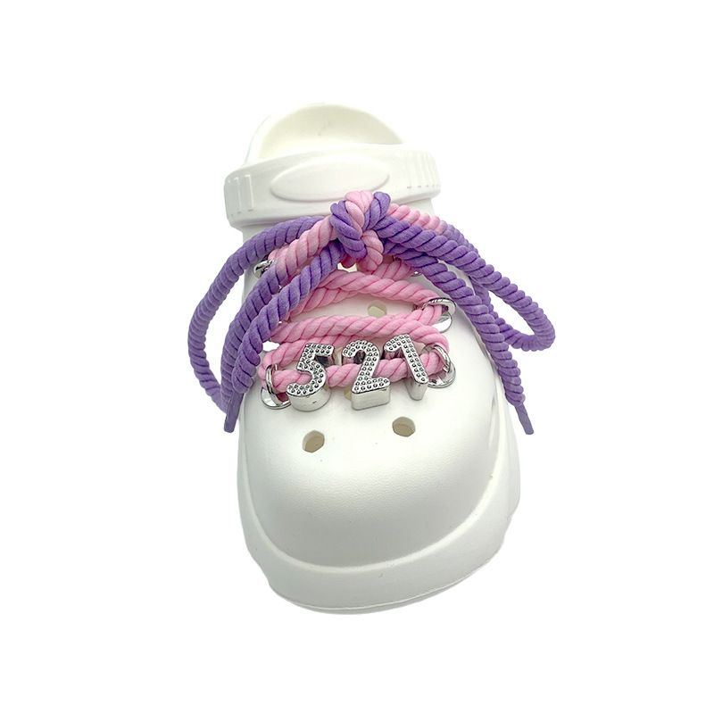 Accessori per scarpe bucate, accessori fai da te, corda per scarpe bicolore, nuova personalità, fiore per scarpe staccabile originale_voghion.com