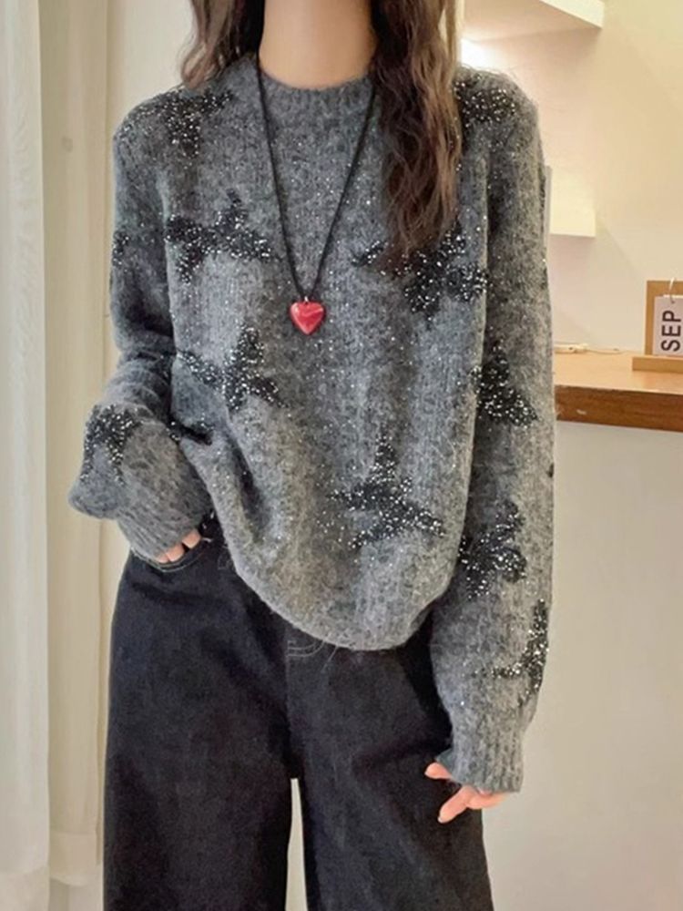 Maglione LEMR anti-età con paillettes pesanti e nappe, autunno inverno, elegante e di alta qualità, comodo e versatile_voghion.com