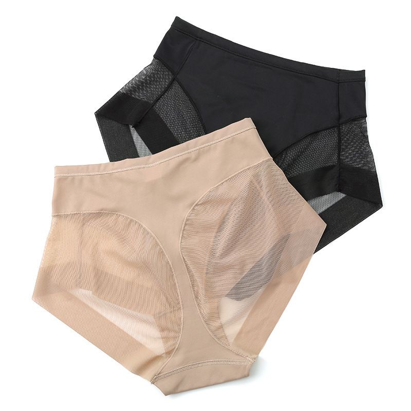 2025d Mid-Waist Transparent Mesh Triangle Panties Waist-Cinching Comfortable Ice Silk Women's Underwear Plus Size_voghion.com