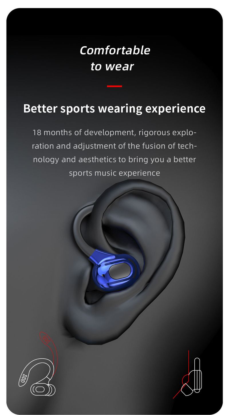 Nove TWS-F8 Bluetooth slušalice s dva uha, bežične slušalice s kukom za uši, digitalni zaslon, dugotrajne sportske i vanjske prijenosne slušalice_voghion.com