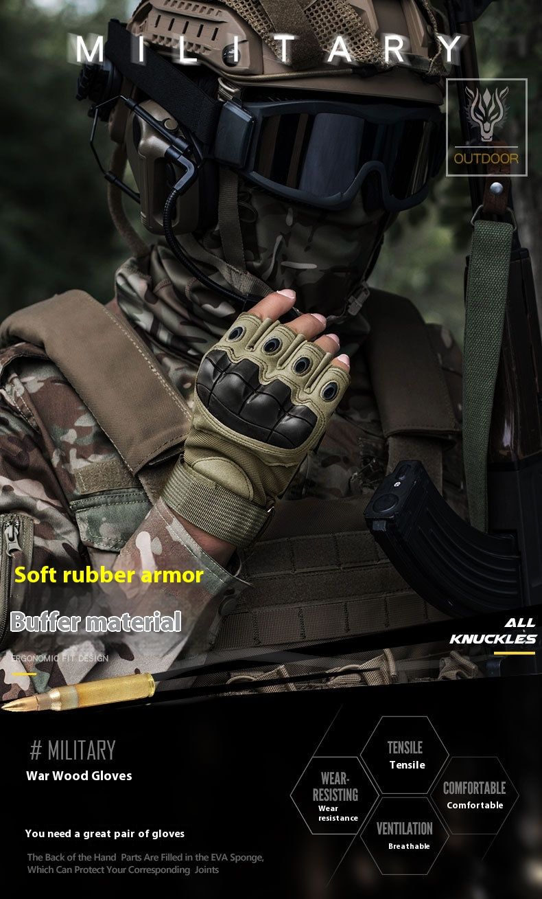 Reithalbfinger für Herren Xia Z903 Outdoor Special Forces Combat Training Motorrad Schutz Taktische Handschuhe_voghion.com