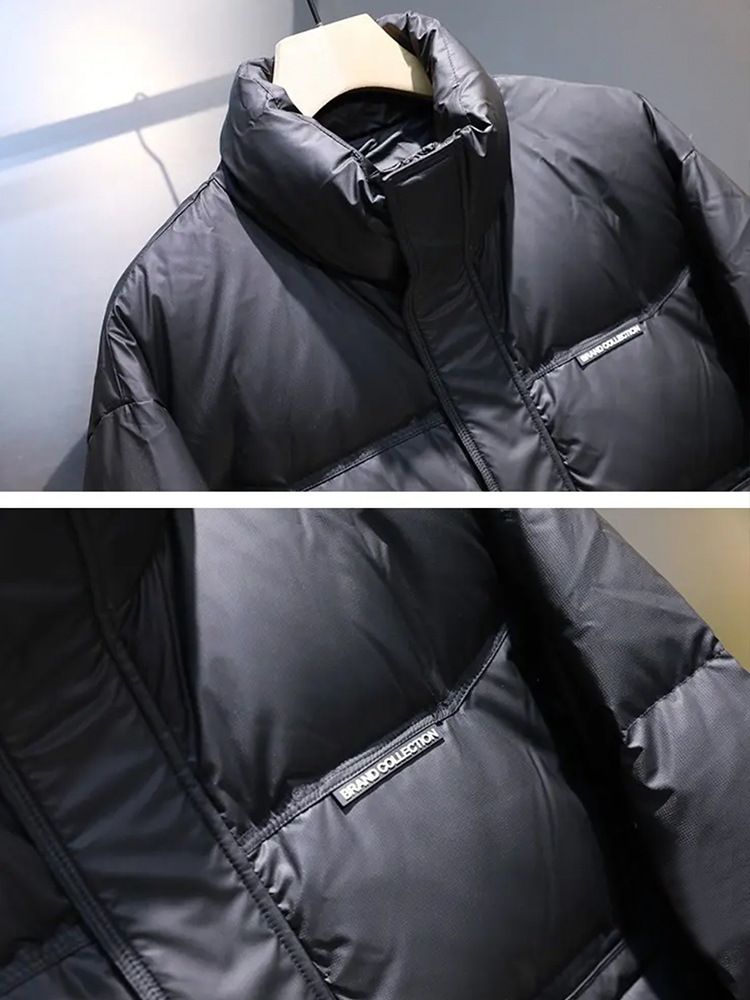 Giacca in piumino d'anatra bianca di alta qualità per uomo - Cappotto invernale caldo e spesso imbottito con imbottitura di alta qualità, design a tinta unita per protezione dal freddo_voghion.com