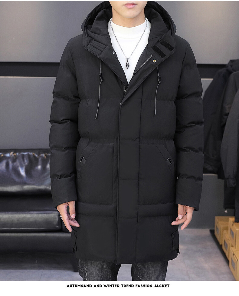 Giacca da coppia da uomo di media lunghezza con cappuccio in caldo piumino ispessito casual invernale in cotone oversize_voghion.com