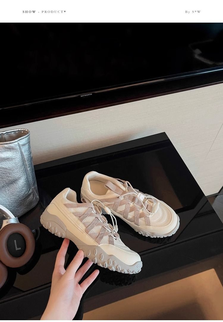 Primavera e autunno nuove scarpe con tacco a zeppa commercio estero grandi dimensioni scarpe sportive arcobaleno fondo scarpe da papà spot scarpe da corsa da donna_voghion.com