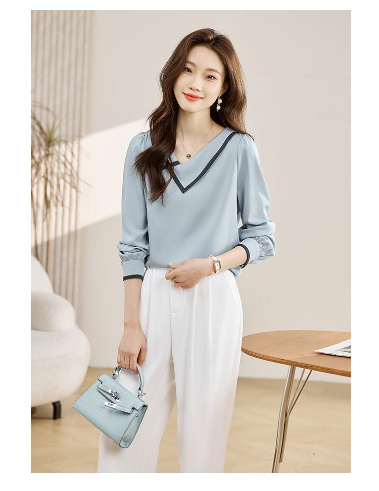 Maglietta a maniche lunghe primavera e autunno da donna 2025, nuova camicia chic e bella, temperamento francese, top versatile primavera e autunno_voghion.com