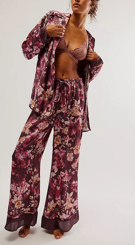 Women's Sleepwears Silk Satin Printed Home Clothes Suit Home Clothes Suit_voghion.com