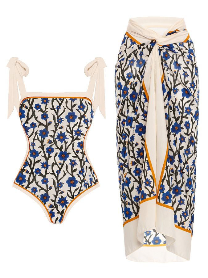Maillot de bain deux pièces imprimé nouvelle version pour femme Maillot de bain jupe de hanche conservatrice_voghion.com