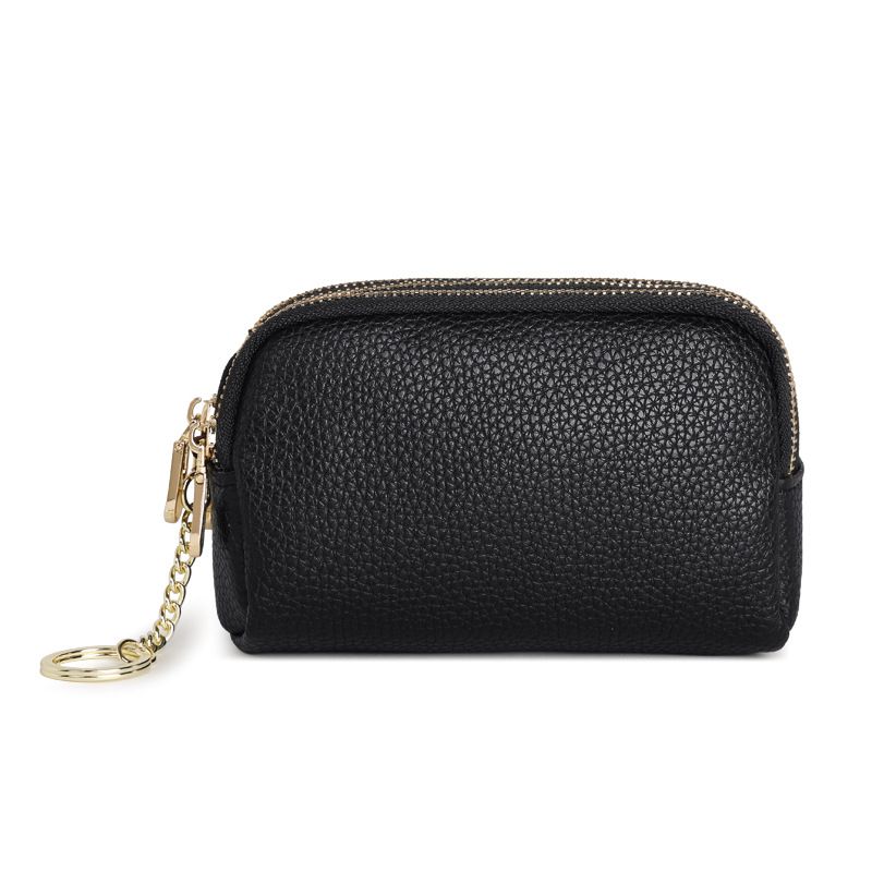 Small Three-Layer Zipper Wallet Stylish Women's Purse New Genuine Leather Compact Coin Bag Key Holder_voghion.com