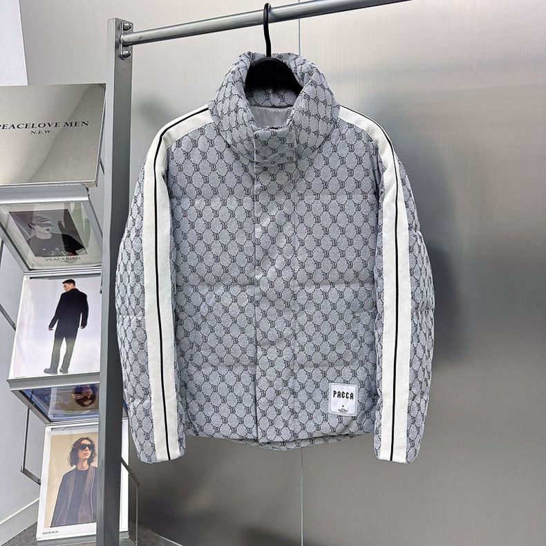 Men's Clothing Men's winter new down letter jacquard stand collar down jacket bread down jacket men_voghion.com