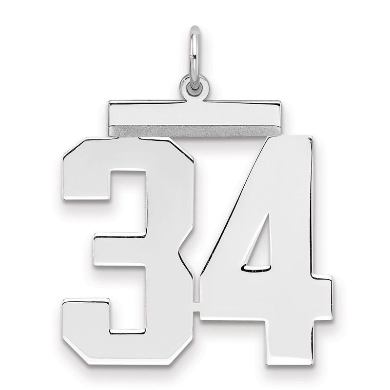 Sterling Silver/Rhodium-plated Polished Number 34 Charm_voghion.com