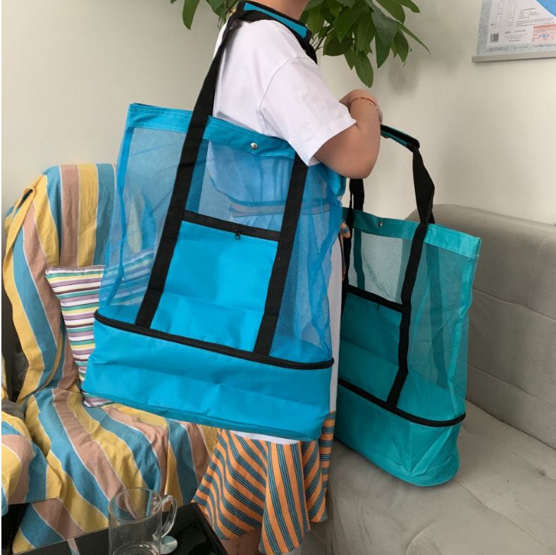 Geantă de plajă, geantă de picnic pentru călătorii în aer liber, geantă de plajă izolatoare, geantă de gheață pentru păstrarea prospețimii, geantă de plajă din pânză creativă, geantă de gheață multifuncțională_voghion.com