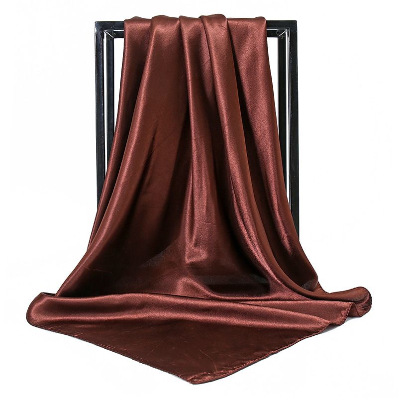 Neue Satin frauen Reine Farbe Kopftuch Seide Einfarbig 90 Satin Professionelle Stewardess Quadrat Schal Yw102_voghion.com