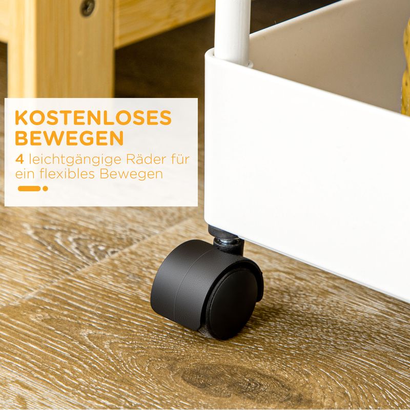 Rollwagen Küchenregal 4 Ebenen Mit Rollen Und Bremsen, Blanc_voghion.com